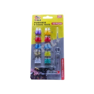 KIT DE FUSÍVEIS COM CHAVE TESTE E MINI JACARÉ (10 PCS)