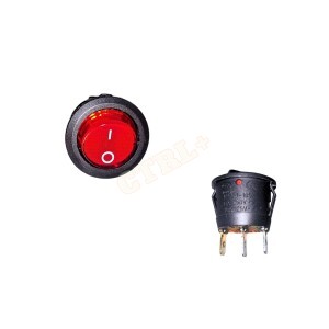 CHAVE GANGORRA ON/OFF 6A 250V / 10A 125V - VERMELHO (3 TERMINAIS - KCD1-105)
