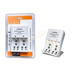 CARREGADOR DE PILHAS E BATERIAS 9V P/ 4 UN. (SEM PILHA)