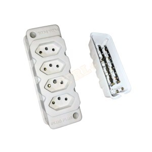 TOMADA FÊMEA TRIPOLAR P/ EXTENSÃO 2P+T 10A/20A (4 ENTRADAS) 