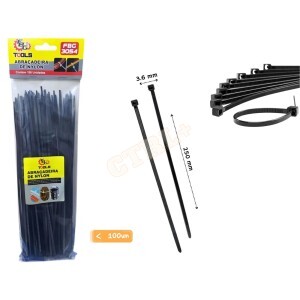 ABRAÇADEIRA DE NAILON 3,6MM X 250MM C/ 100 UN