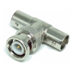 CONECTOR BNC (TIPO T) 1 BNC MACHO / 2 BNC FÊMEA